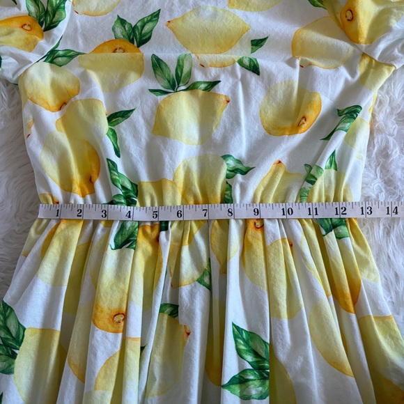 Lemon Print Puff Sleeve Mini Dress XS - Picture 6 of 10
